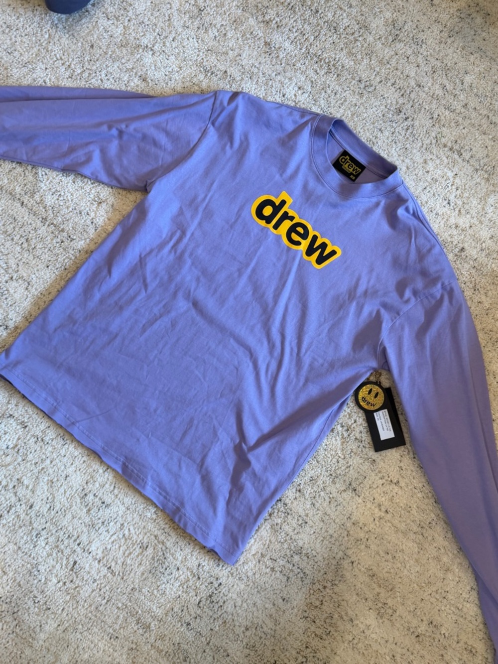 DREW Lavender Long Sleeve Tee with Yellow Logo